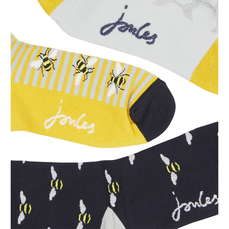 Joules Excellent Everyday Socks - 3 Pack - Gold Bee-1